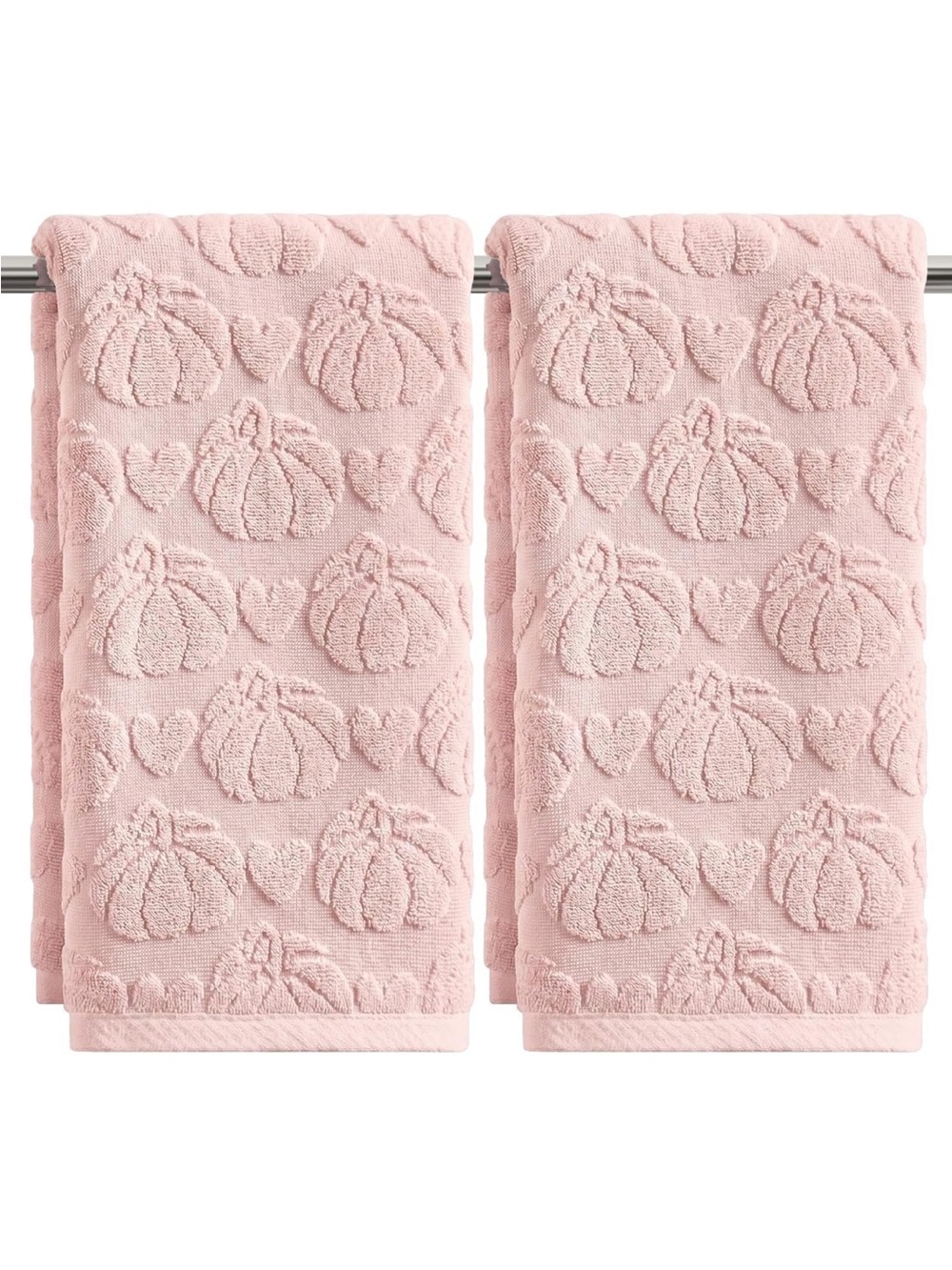 Pink Pumpkin Love Embossed Hand Towels Pack of 2